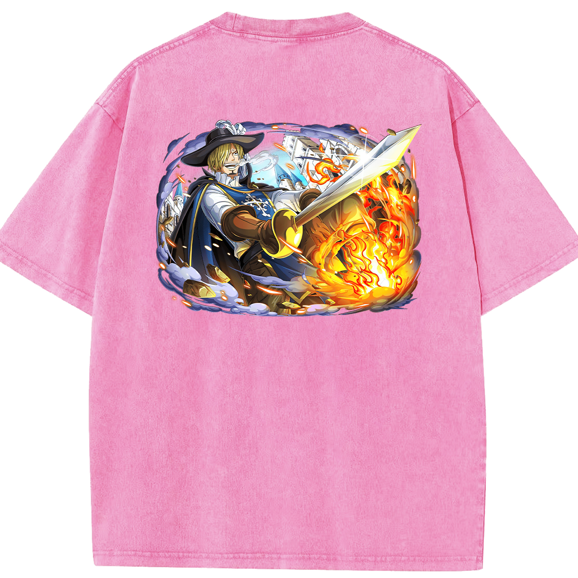 ワンピース サンジ ONE PIECE Sanji 綿100% ヴィンテージ風 半袖Tシャツ（背面プリント）